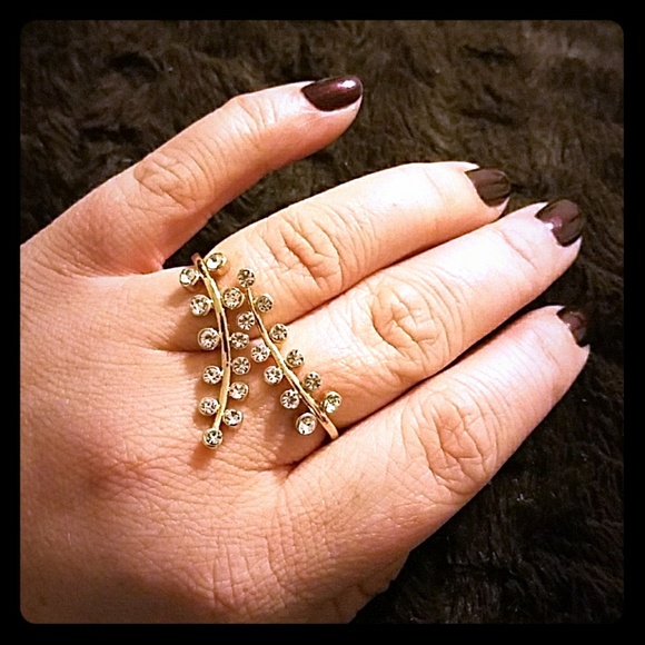 Sz 6 Two-finger gold ring - Picture 2 of 2